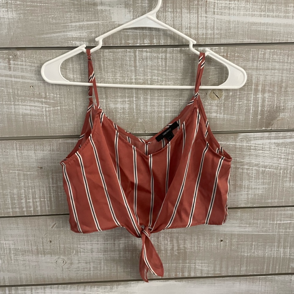 Forever 21 Striped Tie-Front Tank Top (Size XS)